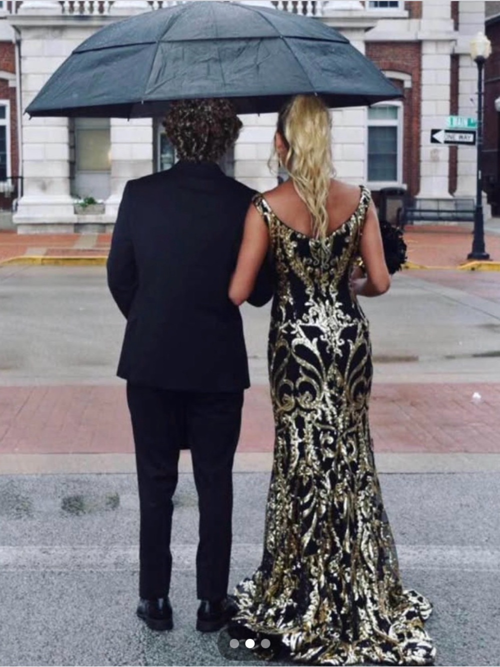 Jovani Black and Gold Sequin Formal Gown - Picture 3 of 3
